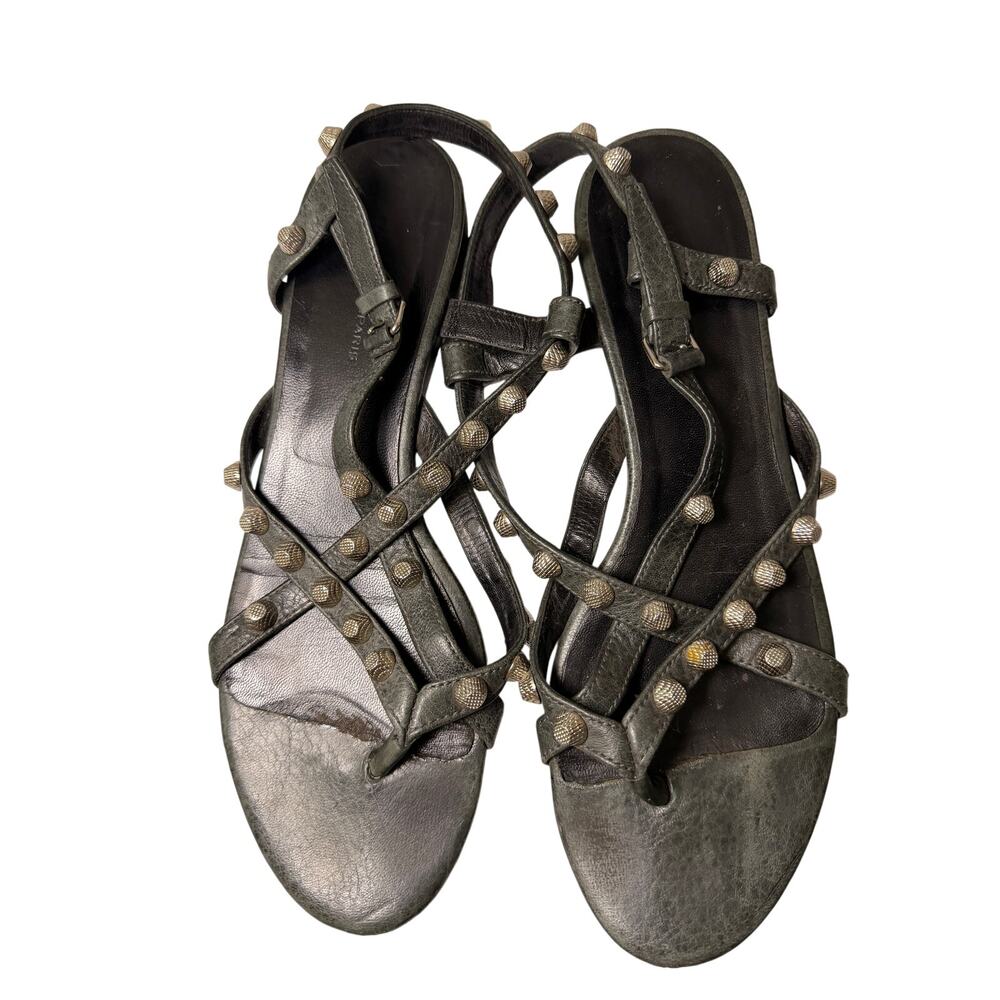 Balenciaga Paris Studded Leather Sandals EU 39